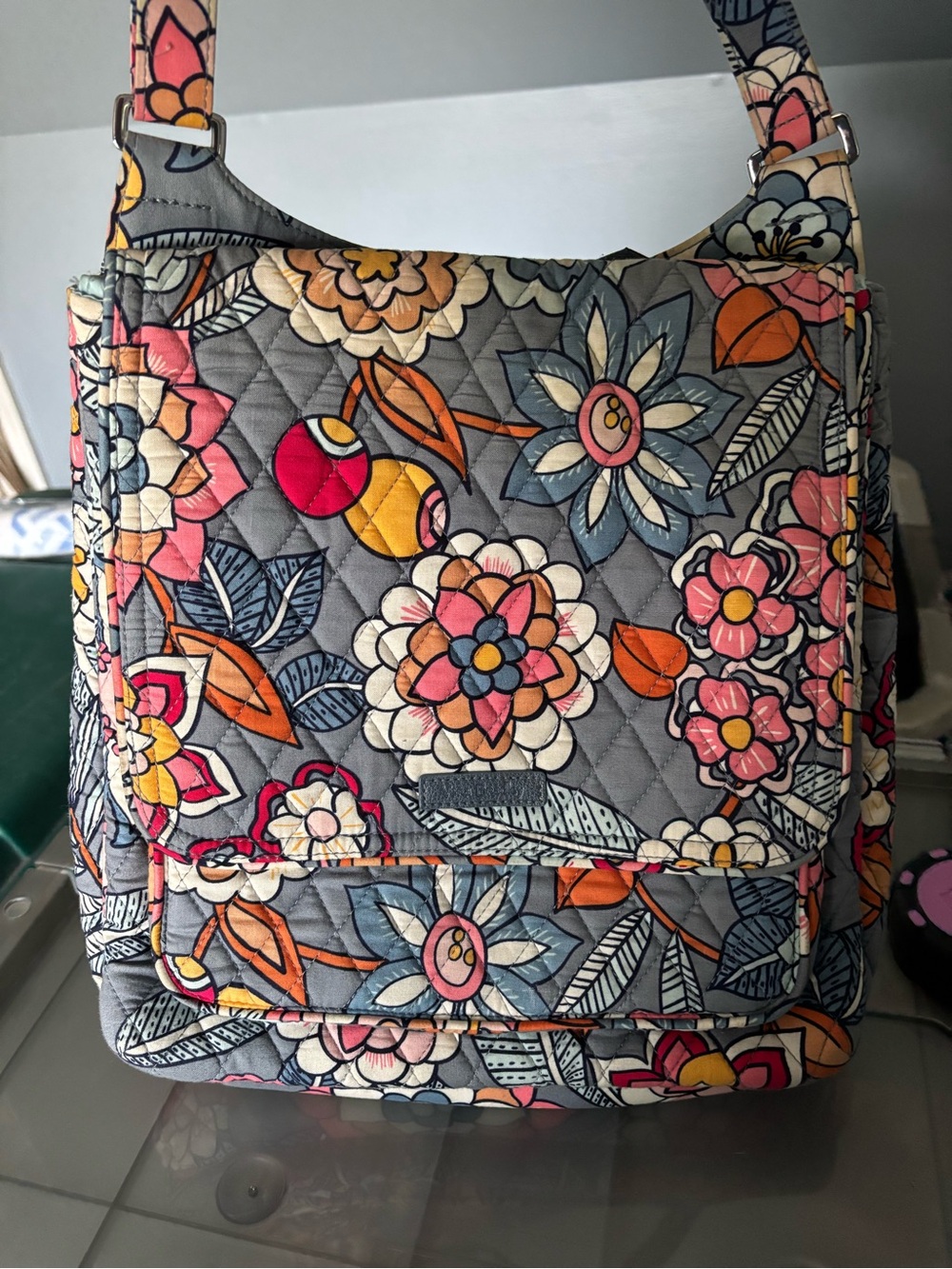 Vera Bradley Quilted Floral Crossbody Bag & Matching Card Wallet